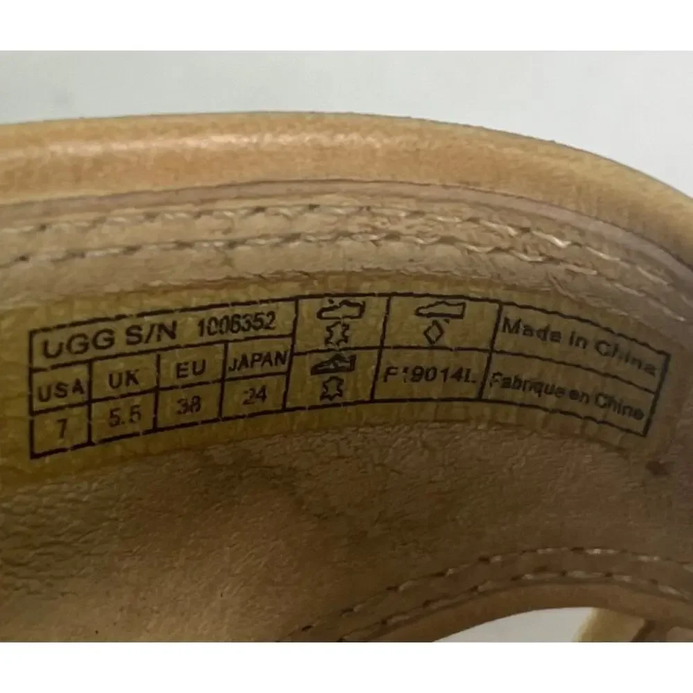 UGG Sandals Womens 7 Gwyn Espadrille Wedge Leather Open Toe Slides